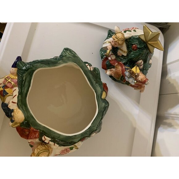 Vtg FITZ AND FLOYD OMNIBUS CHRISTMAS COOKIE JAR CHRISTMAS TREE DISCONTINUED 1997 - Picture 9 of 12